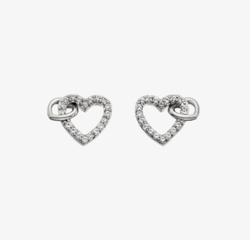 Sterling Silver and White Topaz Heart Earrings from Hot Diamonds